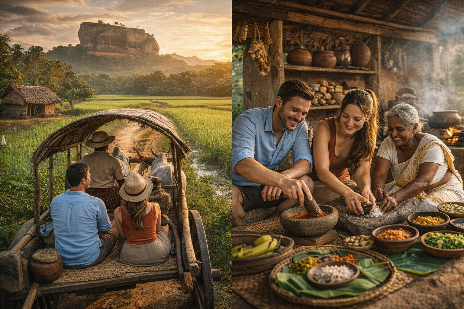 Sigiriya village tour experience with ox cart ride through paddy fields and traditional Sri Lankan cooking with local family
